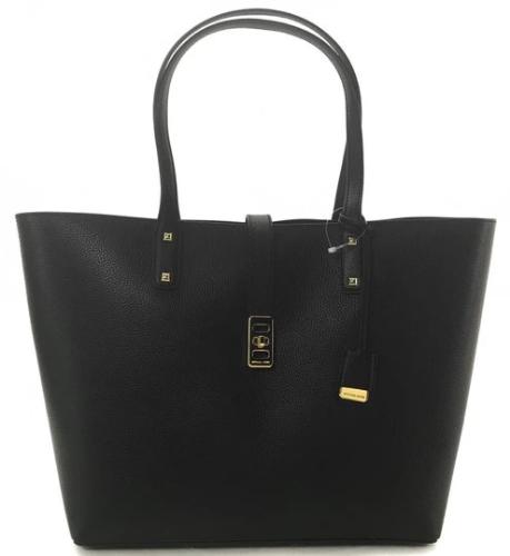 Michael Kors Women's Hudson Large Leather Shoulder Tote Bag Black Gold –  Blooming Resale