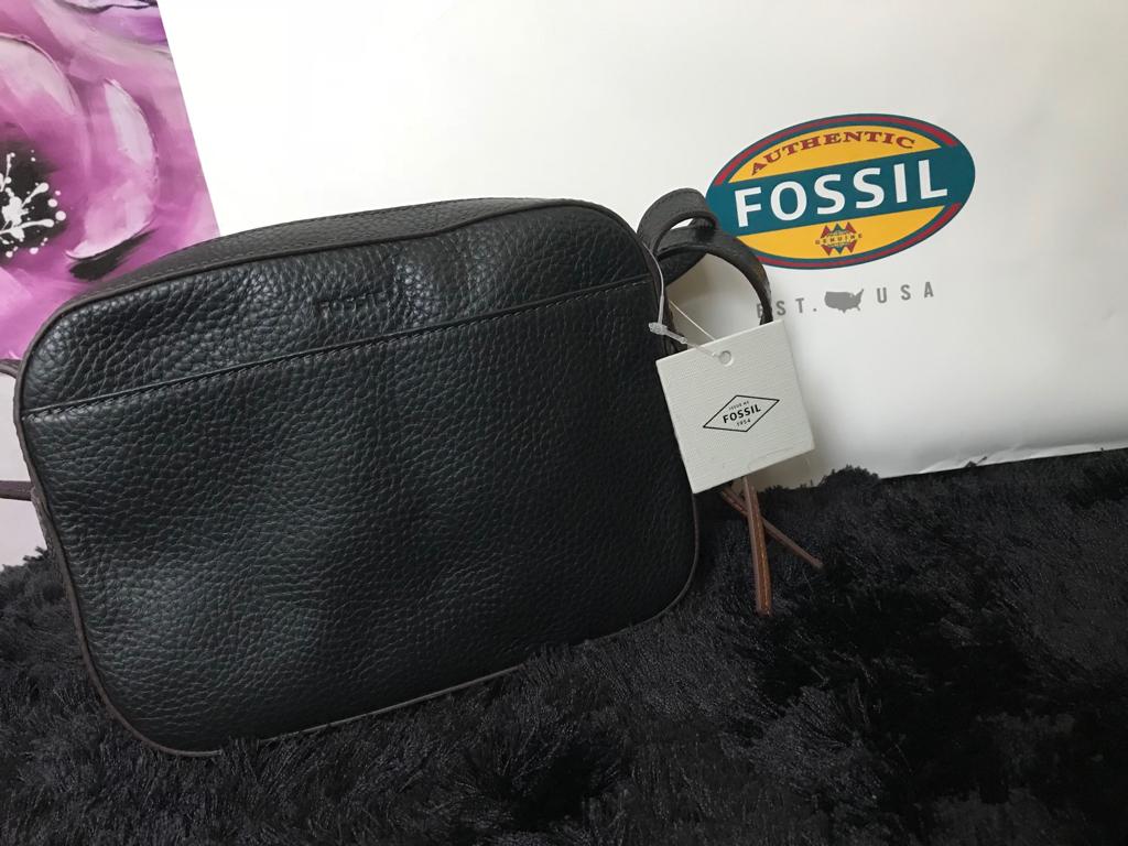 Fossil Genuine Leather Black Shoulder Bag Purse Double Braided Straps | eBay