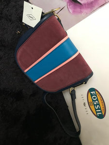 Fossil Crossbody Handbag - Navy & Maroon - mystic-beauty-international-make-up-store