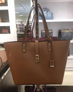 Michael Kors Leather Tan Large Karson Tote Handbag - mystic-beauty-international-make-up-store