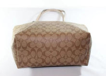 Load image into Gallery viewer, COACH signature coated canvas handbag in light brown with gold trimming - mystic-beauty-international-make-up-store