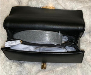 Michael Kors Kinsley Medium Shoulder Flap Black Leather Cross Body Bag