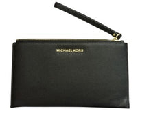 Load image into Gallery viewer, MICHAEL KORS  JET SET  LARGE ZIP CLUTCH WRISTLET  LEATHER  BLACK